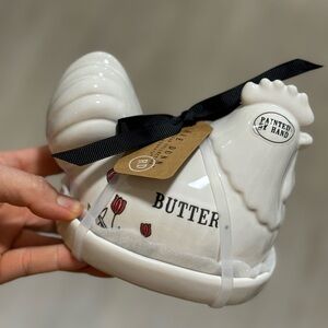 rae dunnWhite Ceramic Rooster Butter Dish